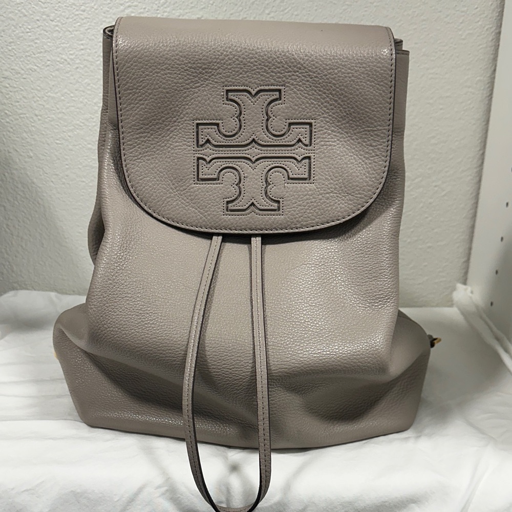 Tory Burch Taupe Leather Backpack